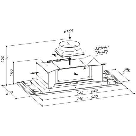 SIRIUS - Páraelszívó SL-903 P EM 90 cm inox - motor nélkül