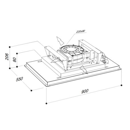 SIRIUS - Páraelszívó SLT-971 EM 90 cm H 160 TW Inox motor nélkül + ajándék CATA mikro MW-5120 DG