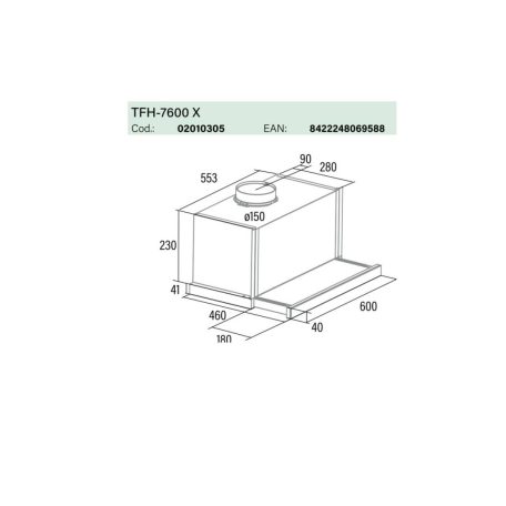 Cata - Páraelszívó TFH-7600 X inox + AJÁNDÉK Cata MW-5120 DG green mikrohullámú sütő - A készlet erejéig rendelhető!