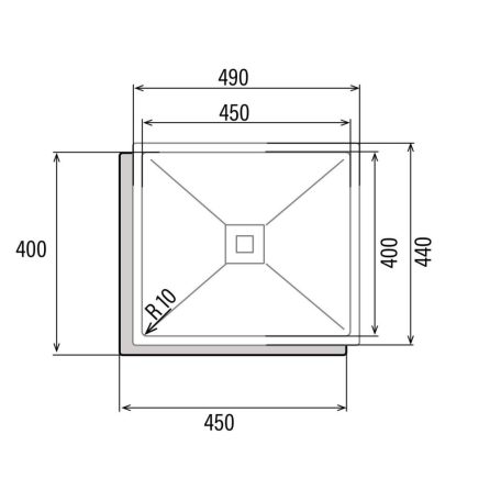 CATA - Mosogatótálca CB-45-40 R10 inox munkalap alá szerelhető