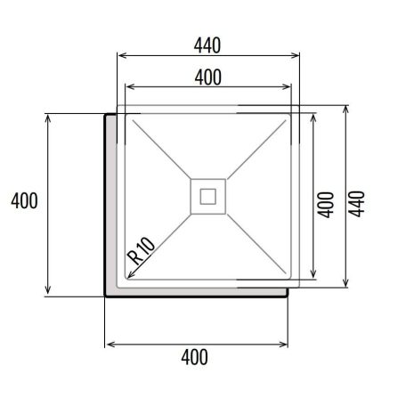 CATA - Mosogatótálca CB-40-40 P R10 inox munkalap alá szerelhető