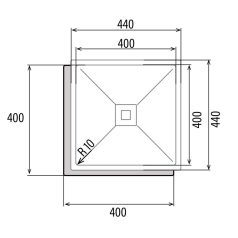   CATA - Mosogatótálca CB-40-40 R10 inox munkalap alá szerelhető