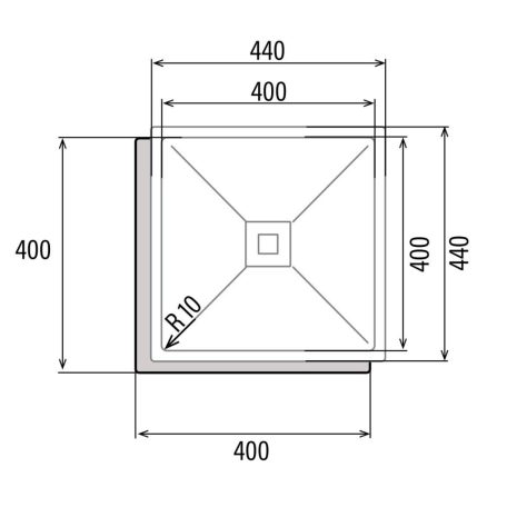 CATA - Mosogatótálca CB-40-40 R10 inox munkalap alá szerelhető