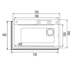   CATA OUTLET - Mosogatótálca CDC-75 40 SBK fegyveracél - Kiállított bemutató termék!