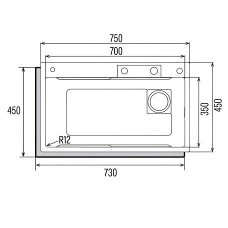 CATA OUTLET - Mosogatótálca CDC-75 40 SBK fegyveracél - Kiállított bemutató termék!