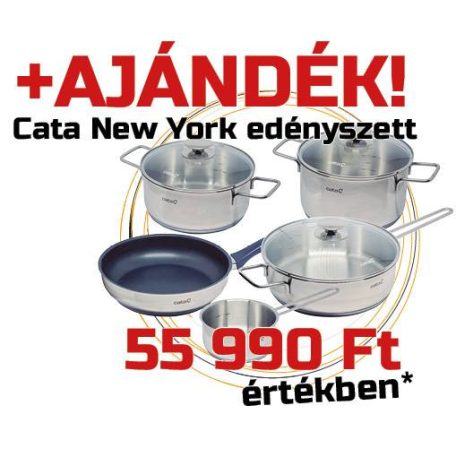 CATA - AS-600 indukciós kerámialap beépített elszívóval + CATA NEW YORK edényszett - ComboHob