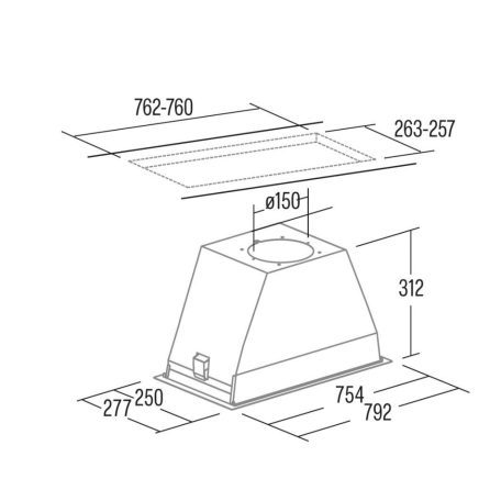 Cata - Páraelszívó GL-75 inox/D LED