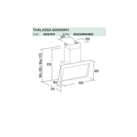 CATA - Páraelszívó THALASSA 600 XGWH/F fehér Hob to Hood