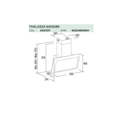 CATA - Páraelszívó THALASSA 600 XGBK/F fekete Hob to Hood