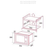   NODOR - Beépíthető mikrohullámú sütő NorChef MW-25 DG SS X