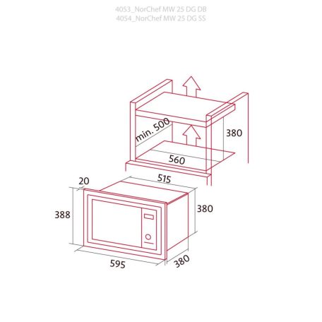 NODOR - Beépíthető mikrohullámú sütő NorChef MW-25 DG SS X