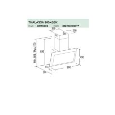   CATA OUTLET - Páraelszívó THALASSA 900 XGBK/F fekete Hob to Hood - Kiállított bemutató termék!
