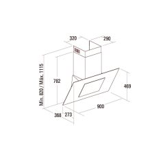   Cata OUTLET - Páraelszívó THALASSA 900 BK SILENT SPLIT EXT külső motorral - Kiállított bemutató termék!