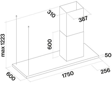 FALMEC LUMEN NRS sziget páraelszívó, 175 cm, inox, jobbos