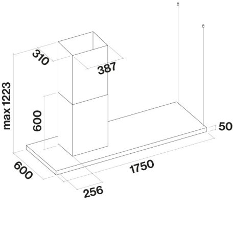 FALMEC LUMEN NRS sziget páraelszívó, 175 cm, inox, balos