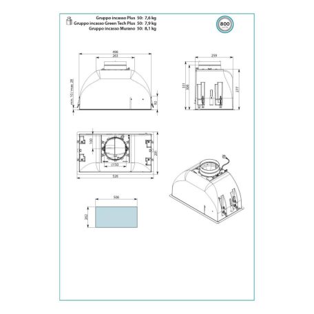 FALMEC GRUPPO INCASSO PLUS beépíthető páraelszívó, 50 cm, fehér