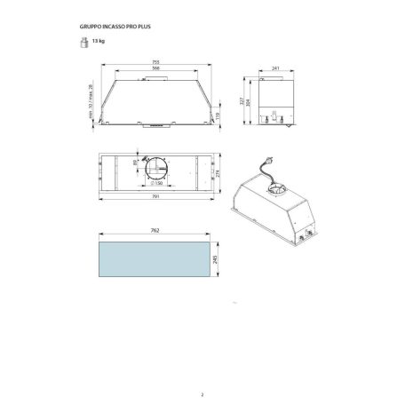 FALMEC GRUPPO INCASSO PRO PLUS beépíthető páraelszívó, 80 cm, inox