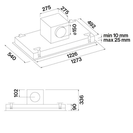 FALMEC STELLA PLUS mennyezeti páraelszívó, 120 cm, inox, (motor nélkül)