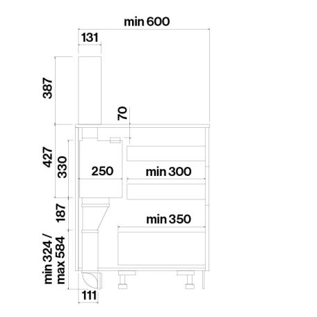 FALMEC BROOKLYN pultra építhető páraelszívó, 90 cm, fekete és füst üveg