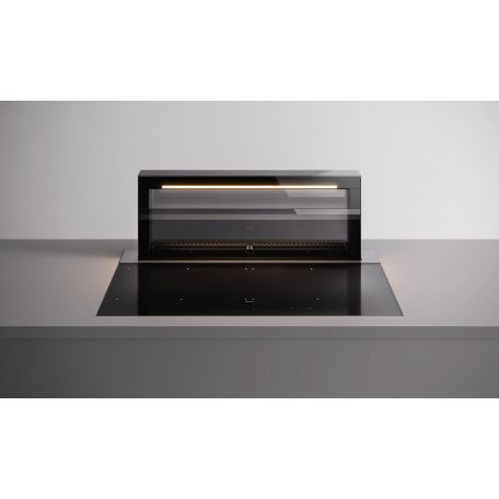 Falmec LEVEL ONE 90 cm indukciós főzőlap beépített elszívóval, matt fekete, fehér LED, 2x2 bridge zóna