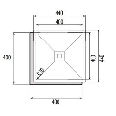   CATA - Mosogatótálca CB-40-40 P R10 inox munkalap alá szerelhető