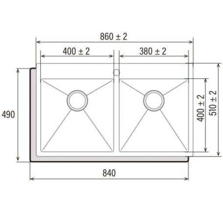 CATA - Mosogatótálca CBS-2 40-40 R10 inox