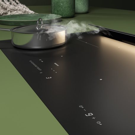 Falmec BRERA 75 cm indukciós főzőlap beépített elszívóval, matt fekete, fehér LED, 2 bridge és 2 normál zóna