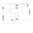 Falmec BRERA 89 cm indukciós főzőlap beépített elszívóval, matt fekete, fehér LED, 2x2 bridge zóna