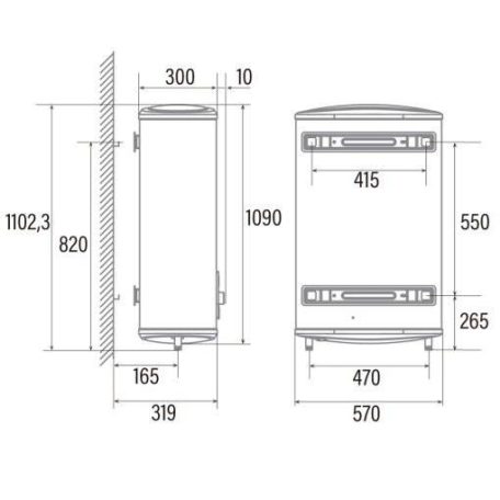 CATA - Elektromos vízmelegítő CTRS-100 REV SLIM, Smart, Fagyvédelem, Elfordítható