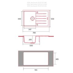 NODOR - Mosogatótálca NorGranite 78.50 1B 1D BK fekete