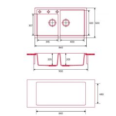   NODOR - Mosogatótálca NorGranite 86.50 2B WH fehér - A készlet erejéig rendelhető!