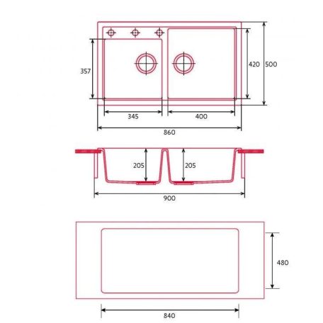 NODOR - Mosogatótálca NorGranite 86.50 2B WH fehér - A készlet erejéig rendelhető!