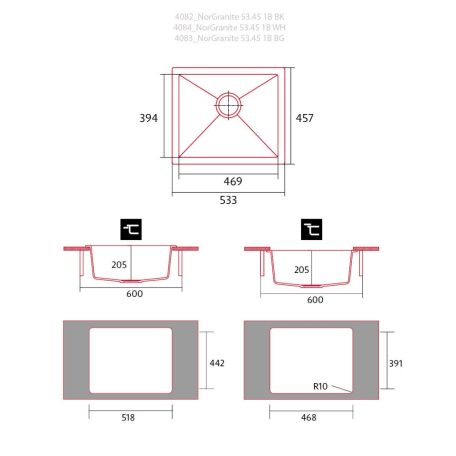 NODOR - Mosogatótálca NorGranite 45.40 1B BG beige