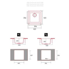 NODOR - Mosogatótálca NorGranite 40.40 1B BK fekete
