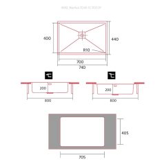   NODOR - Mosogatótálca NorAce 70.40 1C R10 CP inox munkalapra és alá is szerelhető