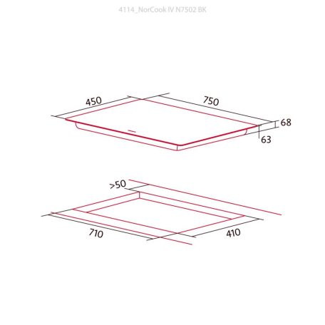 NODOR - Beépíthető félindukciós kerámia főzőlap NorCook IV-N7502 BK