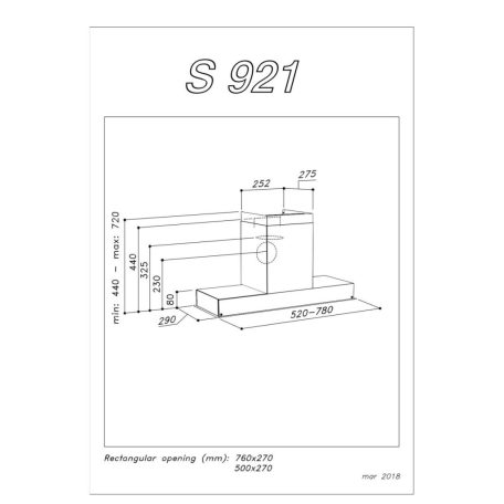Sirius 704213104 beépíthető páraelszívó SL-921 TW 52 cm fekete üveg - A készlet erejéig rendelhető!