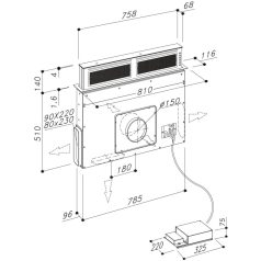   Sirius 705113500 pultba építhető páraelszívó S-DD11 PUSH UP EM inox motor nélkül
