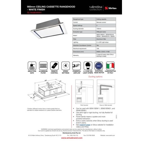 Sirius 709673903 mennyezetbe építhető páraelszívó SLT-967 EM motor nélkül - A készlet erejéig rendelhető!