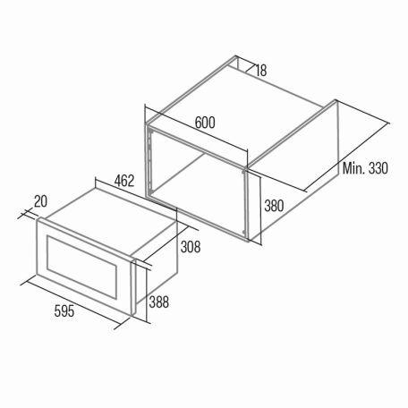 CATA - Beépíthető mikrohullámú sütő MC-20 D BK fekete