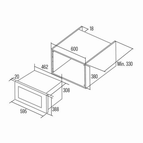 CATA - Beépíthető mikrohullámú sütő MC-20 M BK fekete