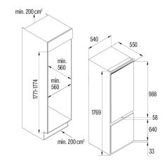 CATA - Beépíthető hűtőszekrény CI-54177 NF/C No Frost
