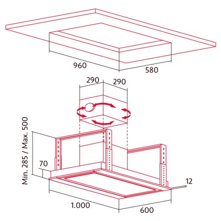 NODOR - Páraelszívó NorBreeze ISLA DEIMOS 1000 RF Inox/Fehér hob to hood + plazma filter QUADRO 800 R