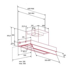   Nodor - Páraelszívó NorBreeze GREGAL 90 WH NMOTION Hob to Hood