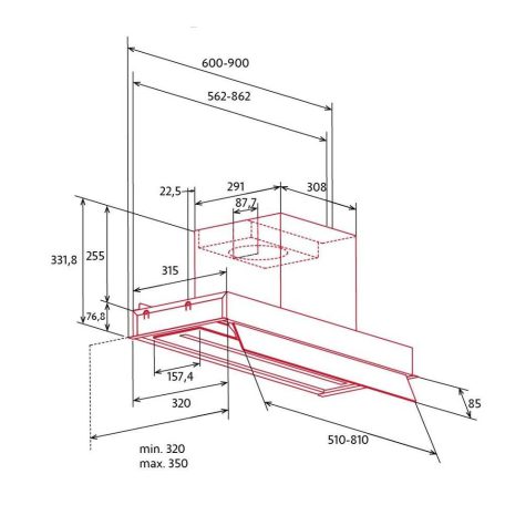 Nodor - Páraelszívó NorBreeze GREGAL 90 WH NMOTION Hob to Hood