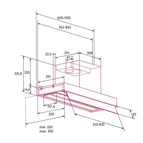 Nodor - Páraelszívó NorBreeze GREGAL 60 WH NMOTION Hob to Hood