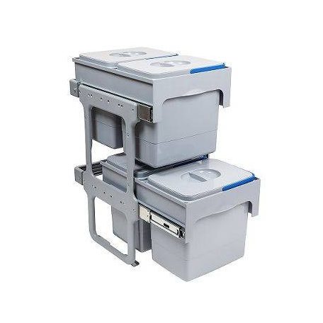 EKOTECH - Beépíthető hulladékgyűjtő TANDEM SHORT 40 - 2x15+2x12 liter