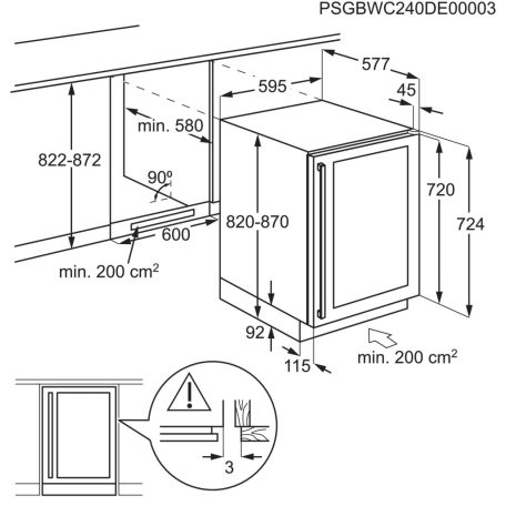 AEG AWS4052B5B beépíthető borhűtő, 52 palack, 82 cm