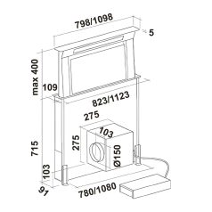   FALMEC - Páraelszívó DOWN DRAFT 90 (fekete) motor nélkül - Kiállított bemutató termék!