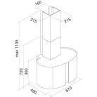 FALMEC OUTLET - Páraelszívó MIRABILIA Round 67 inox T80 LED + MIRABILIA üveg TORCELLO 67 - Kiállított bemutató termék!